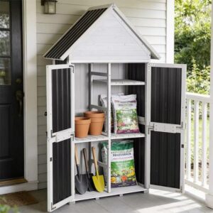 Plastic Garden Shed| Outdoor Garden Storage Sheds with Metal Frame-AIR7004-P